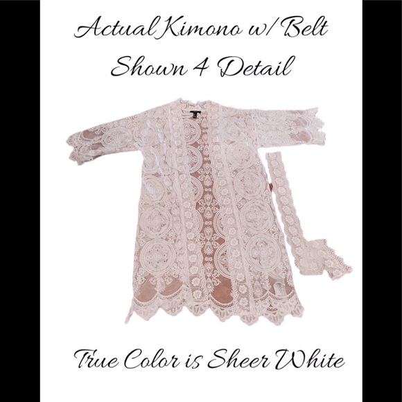 White Lace Kimono/Duster, Size Small Petite - Picture 2 of 7